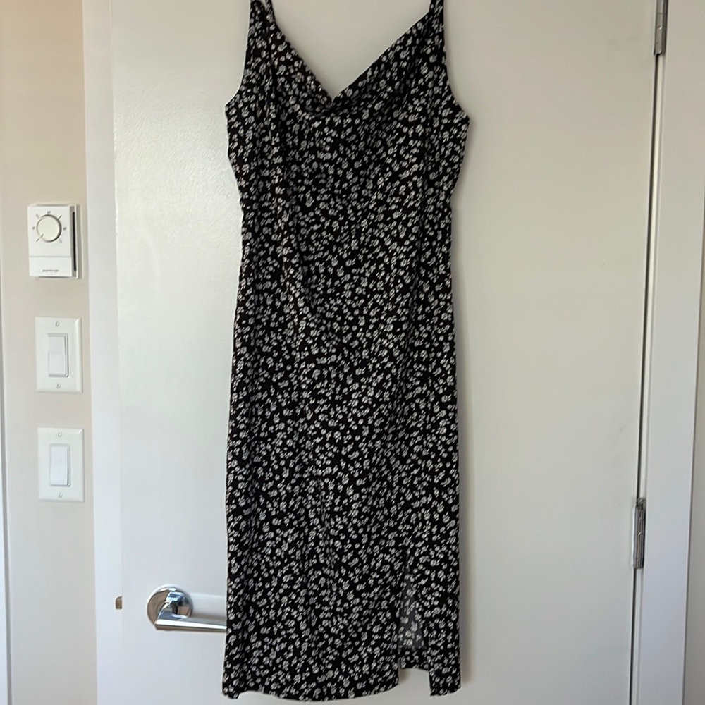 Black midi cowl neck dress